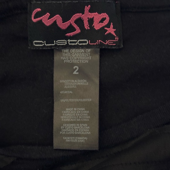 Custo Barcelona Black and Gold Long Sleeve Top. Size 2/M - Picture 4 of 4